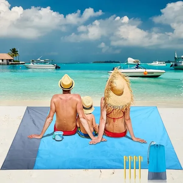 Blue_Plastic_Sandproof_Beach_Polyester_Blanket_-_83"X_79"Emergency_Beach_Blanket_Oversized_Fits_For_4-7_Adults,_Large_Waterproof_Beach_Mat,_Lightweight_Outdoor_Mat_For_Travel,_Camping,_Hiking