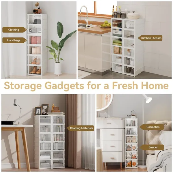 White_Strong_Polypropylene_Plastic_And_Ps_Sneaker_Storage_Box_-_Shoe_Cabinets_Rack_-_6_Tier_Collapsible_Shoe_Organiser_With_Door