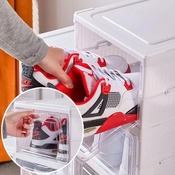 White_Strong_Polypropylene_Plastic_And_Ps_Sneaker_Storage_Box_-_Shoe_Cabinets_Rack_-_6_Tier_Collapsible_Shoe_Organiser_With_Door