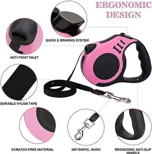 Multicolor_Plastic_Dog_Leash,_Walking_Jogging_Training_Leash_For_Small_Medium_Dogs,_Polyester_Tape_With_Hand_Grip_And_One_Button_Brake_&_Lock