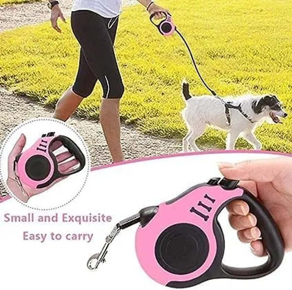 Multicolor_Plastic_Dog_Leash,_Walking_Jogging_Training_Leash_For_Small_Medium_Dogs,_Polyester_Tape_With_Hand_Grip_And_One_Button_Brake_&_Lock