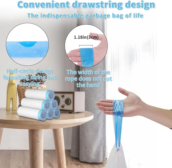 White_Plastic_Drawstring_Dustbin_Bag,_Biodegradable_Garbage_Bags_For_Dustabin,_Trash_Bag,_Medium_Kitchen_Bath_School_Bedroom_Car_Can_Office_Waste_Bin_Liners_-_75_Bags,_15_Bags_Per_Roll_Plastic