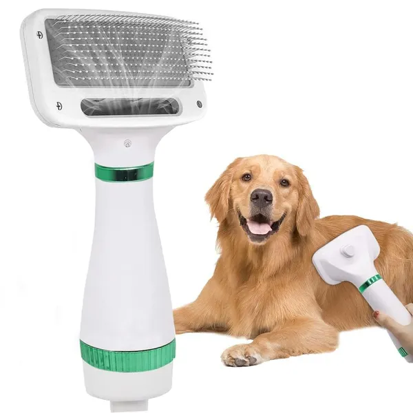 White_Metal_Pet_Hair_Dryer,_2_In_1_Pet_Grooming_Hair_Dryer_With_Slicker_Brush,_Home_Dog_Hair_Dryer_With_Adjustable_Temperatures_Settings,_For_Small_And_Medium_Dogs_And_Cats