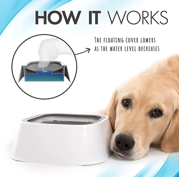 White_Plastic_Dog_Water_Bowl_Non_Spill,_1.5L_Large_Pet_Water_Bowl_With_Filter,_Slow_Water_Feeder_Vehicle_Carried_Splash_Free_For_Dogs_Cats_Pets,_Floating_Disk