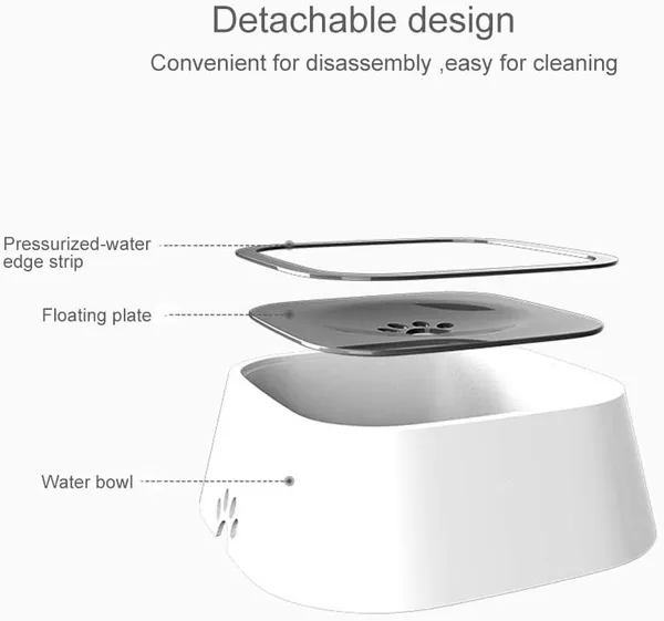 White_Plastic_Dog_Water_Bowl_Non_Spill,_1.5L_Large_Pet_Water_Bowl_With_Filter,_Slow_Water_Feeder_Vehicle_Carried_Splash_Free_For_Dogs_Cats_Pets,_Floating_Disk