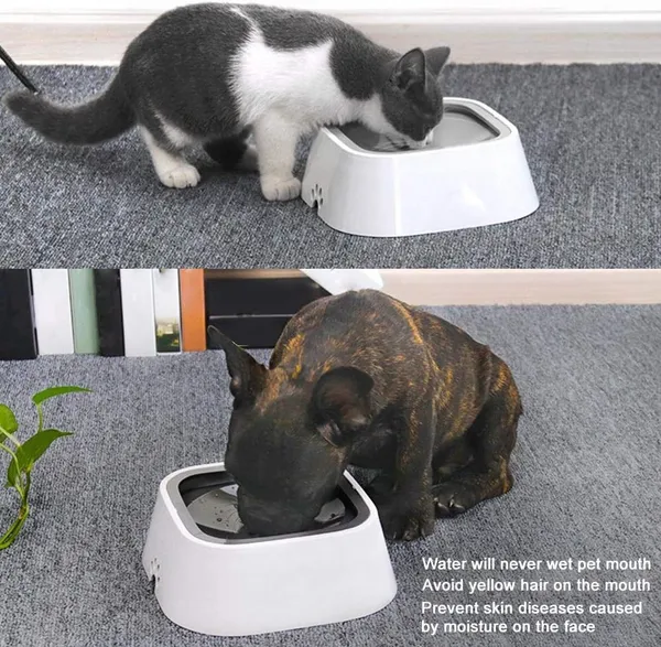 White_Plastic_Dog_Water_Bowl_Non_Spill,_1.5L_Large_Pet_Water_Bowl_With_Filter,_Slow_Water_Feeder_Vehicle_Carried_Splash_Free_For_Dogs_Cats_Pets,_Floating_Disk