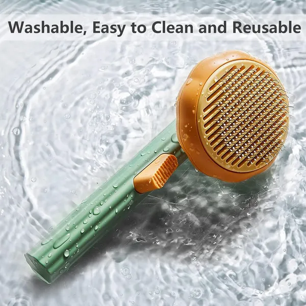 Orange_&_Green_Metal_Pet_Pumpkin_Self_Cleaning_Slicker_Brush_For_Small_Pets,_Dog_Grooming_Brush_Tool_Gently_Removes_Loose_Undercoat,_Cat_Mats_Tangled_Hair_Slicker_Brush_For_Short_&_Long_Hair