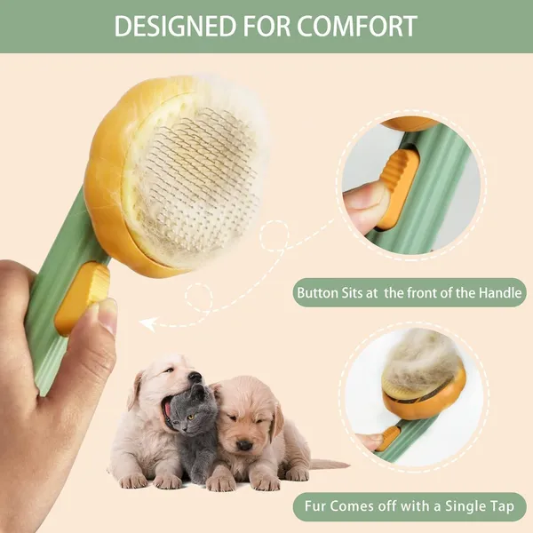 Orange_&_Green_Metal_Pet_Pumpkin_Self_Cleaning_Slicker_Brush_For_Small_Pets,_Dog_Grooming_Brush_Tool_Gently_Removes_Loose_Undercoat,_Cat_Mats_Tangled_Hair_Slicker_Brush_For_Short_&_Long_Hair