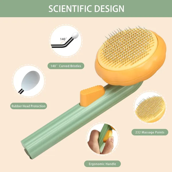Orange_&_Green_Metal_Pet_Pumpkin_Self_Cleaning_Slicker_Brush_For_Small_Pets,_Dog_Grooming_Brush_Tool_Gently_Removes_Loose_Undercoat,_Cat_Mats_Tangled_Hair_Slicker_Brush_For_Short_&_Long_Hair