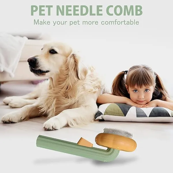 Orange_&_Green_Metal_Pet_Pumpkin_Self_Cleaning_Slicker_Brush_For_Small_Pets,_Dog_Grooming_Brush_Tool_Gently_Removes_Loose_Undercoat,_Cat_Mats_Tangled_Hair_Slicker_Brush_For_Short_&_Long_Hair