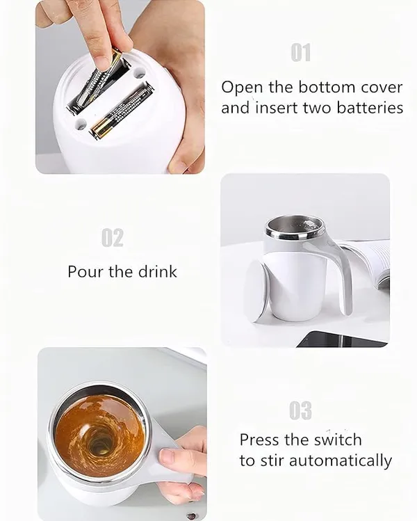 White_Stainless_Steel_Magnetic_Stirring_Coffee_Mug