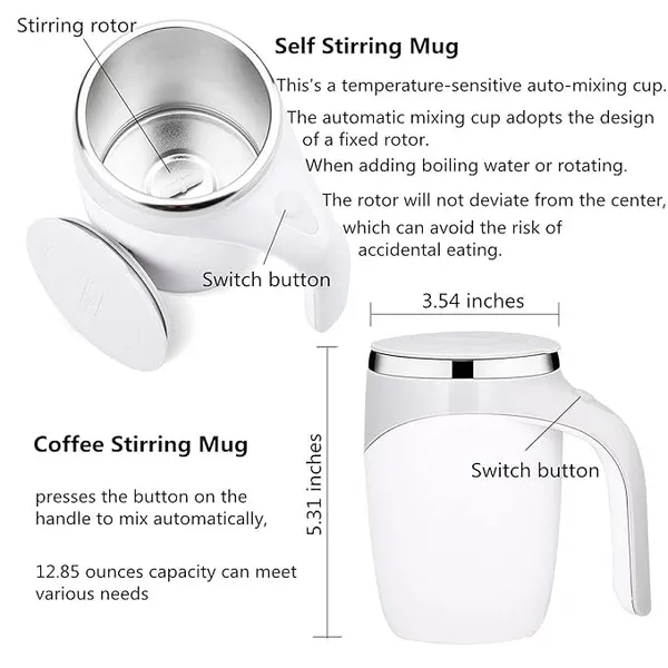 White_Stainless_Steel_Magnetic_Stirring_Coffee_Mug