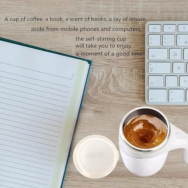 White_Stainless_Steel_Magnetic_Stirring_Coffee_Mug
