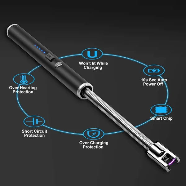 Black_Plastic_Candle_Lighter,_Usb_Electric_Lighter,_Rechargeable_Arc_Lighter_With_Led_Display,_360_Degree_Flexible_Neck_Flameless_Grill_Lighters_For_Candle_Aromatherapy_Camping_Bbq_Gas_Stoves