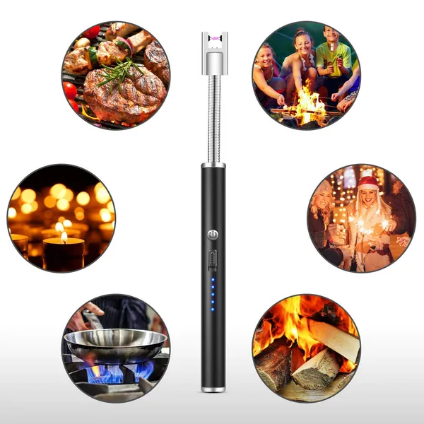 Black_Plastic_Candle_Lighter,_Usb_Electric_Lighter,_Rechargeable_Arc_Lighter_With_Led_Display,_360_Degree_Flexible_Neck_Flameless_Grill_Lighters_For_Candle_Aromatherapy_Camping_Bbq_Gas_Stoves