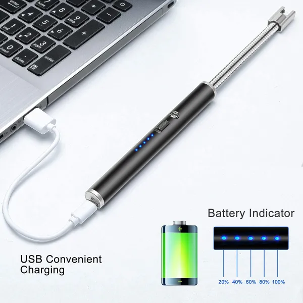 Black_Plastic_Candle_Lighter,_Usb_Electric_Lighter,_Rechargeable_Arc_Lighter_With_Led_Display,_360_Degree_Flexible_Neck_Flameless_Grill_Lighters_For_Candle_Aromatherapy_Camping_Bbq_Gas_Stoves