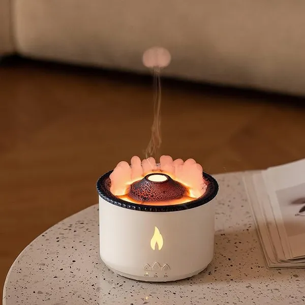 White_Stainless_Steel_Flame_Volcano_Essential_Oil_Diffuser,_360Ml_Aromatherapy_Diffuser,_Air_Humidifier,_Portable_Noiseless_Timer_Auto_Shut-Off_Aroma_Diffuser_For_Home,_Office