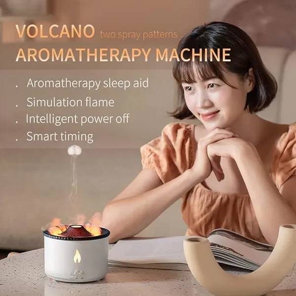 White_Stainless_Steel_Flame_Volcano_Essential_Oil_Diffuser,_360Ml_Aromatherapy_Diffuser,_Air_Humidifier,_Portable_Noiseless_Timer_Auto_Shut-Off_Aroma_Diffuser_For_Home,_Office