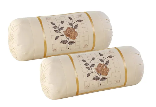 Set_Of_2_Piece_Cream(Skin)_Microfiber_Rose_Embroidery_Bolsters_Covers