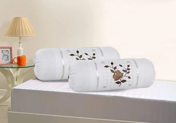 Set_Of_2_Piece_White_Microfiber_Rose_Embroidery_Bolsters_Covers
