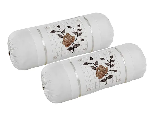 Set_Of_2_Piece_White_Microfiber_Rose_Embroidery_Bolsters_Covers