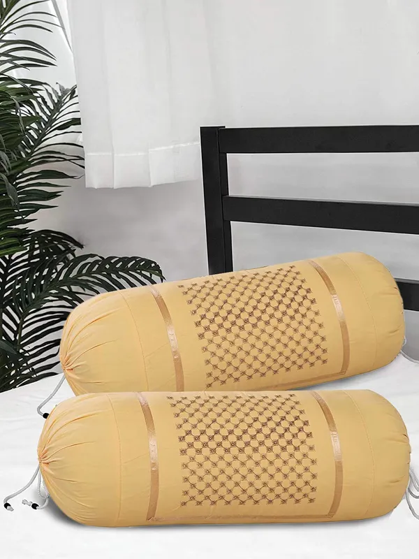 Set_Of_2_Piece_Beige_Cotton_Bolster_Cover_With_Beautiful_Diamond_Embroidery_16_Inch_X_32_Inch