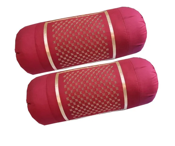Set_Of_2_Piece_Red,_Maroon_Cotton_Bolster_Cover_With_Beautiful_Diamond_Embroidery