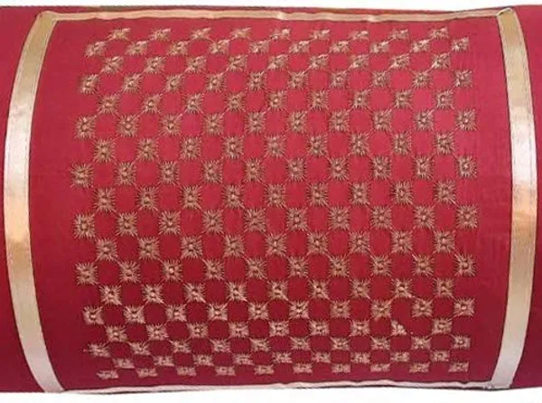 Set_Of_2_Piece_Red,_Maroon_Cotton_Bolster_Cover_With_Beautiful_Diamond_Embroidery