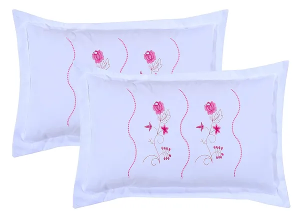 White_Pink_Embroidery_Pillow_Cover_King_Size_,_2_(_70*45_cm_)
