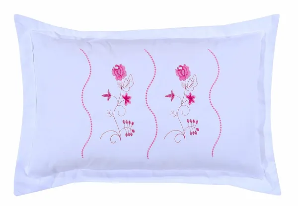 White_Pink_Embroidery_Pillow_Cover_King_Size_,_2_(_70*45_cm_)