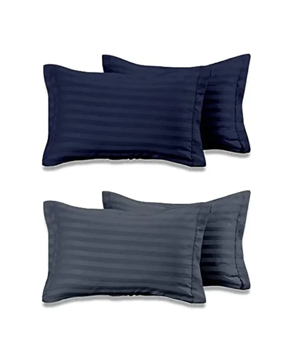 Set_Of_4__Grey_Navyblue_Plain_Solid_Pillow_Covers_King_Size_Greynavy_(_70*45_cm_)