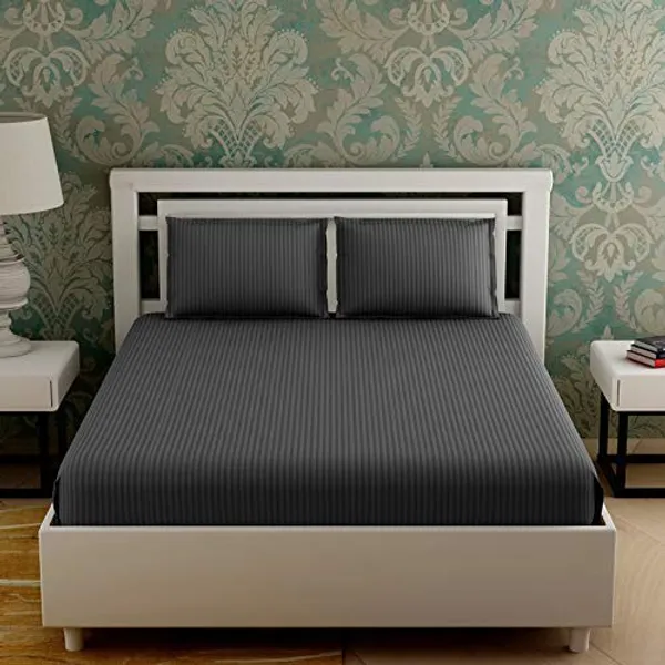 Grey_Elastic_Fitted_Stripes_King_Size_Bedsheet_With_2_Pillow_Covers_Grey_(_245*230_Cm_)