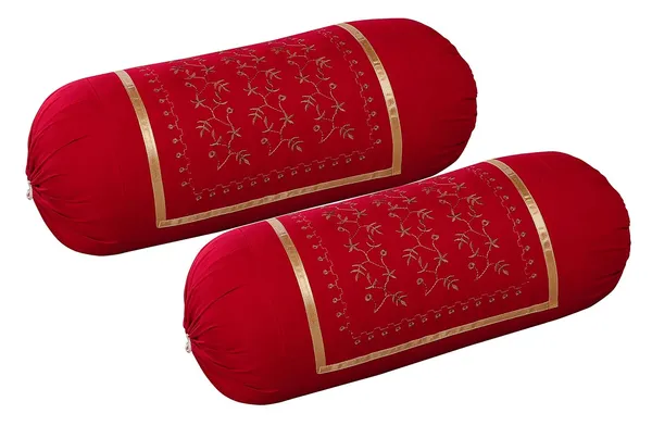 Pack_Of_2_Piece_Maroon_Cotton_Bale_Embroidery_Bolsters_Covers