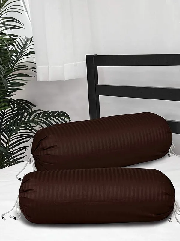 Set_Of_2_Piece_Maroon_Cotton_Bolster_Cover__Satin_Stripes