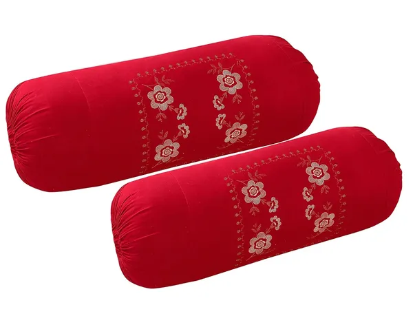 Maroon_Bolster_Cover_With_Beautiful_Flower_Embroidery