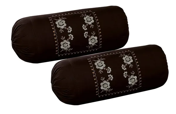 Pack_Of_2_Brown_Cotton_Bolster_Cover_With_Beautiful_Flower_Embroidery,
