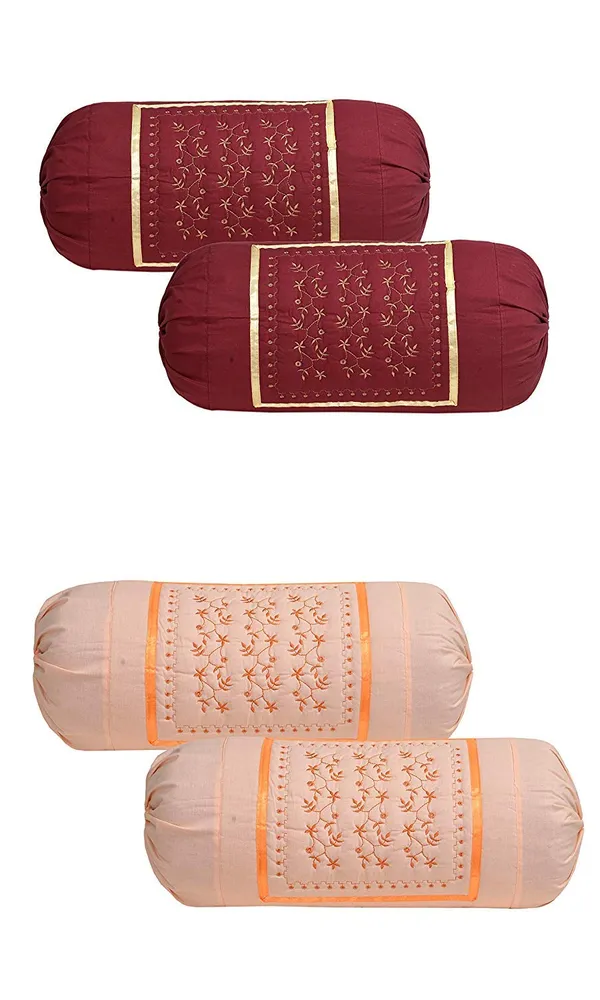 Pack_Of_4__Orange_Cotton_Embroidered_Bolsters_Cover