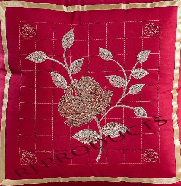 Maroon_Embroidery_Bolsters_Cover_Rose_Design