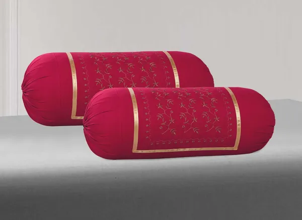 Pack_Of_2_Red,_Maroon_Luxury_Bolsters_Cover_16_X_32__Gulab
