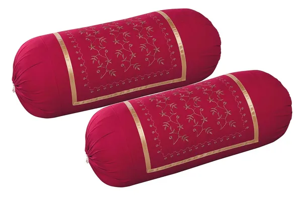 Pack_Of_2_Red,_Maroon_Luxury_Bolsters_Cover_16_X_32__Gulab