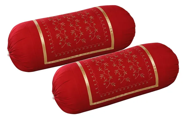 Pack_Of_2_Red,_Maroon_Luxury_Bolsters_Cover_16_X_32__Gulab