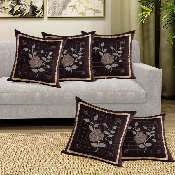 Set_Of_5_Piece_Brown__Decorative_Embroidery_Work_Cushion_Covers