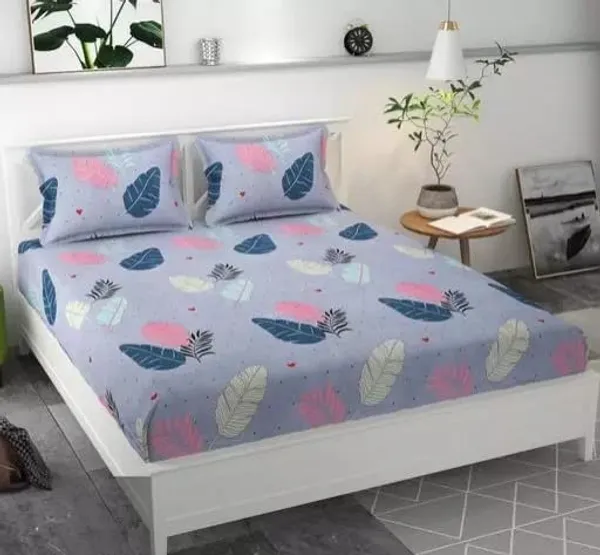 Multicolor_Super_Soft_Glace_Cotton_Flowered_Double_Bedsheets_With_2_Pillow_Covers_Green,_King_(_245*230_Cm_)