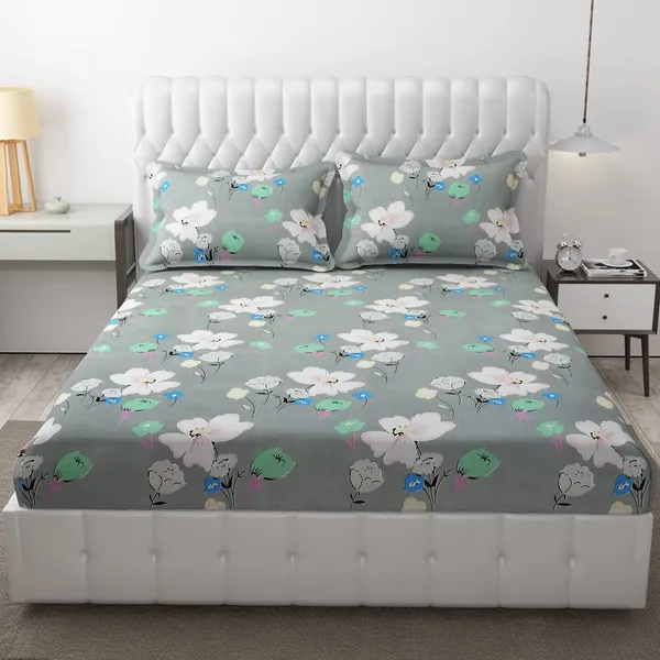 Grey_Super_Soft_Glace_Cotton_King_Size_Double_Bedsheets_With_2_Pillow_Covers__(_245*230_Cm_)