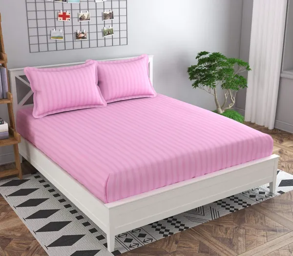 Pink_Elastic_Fitted_Stripes_King_Size_Bedsheet_With_2_Pillow_Covers_(_245*230_Cm_)