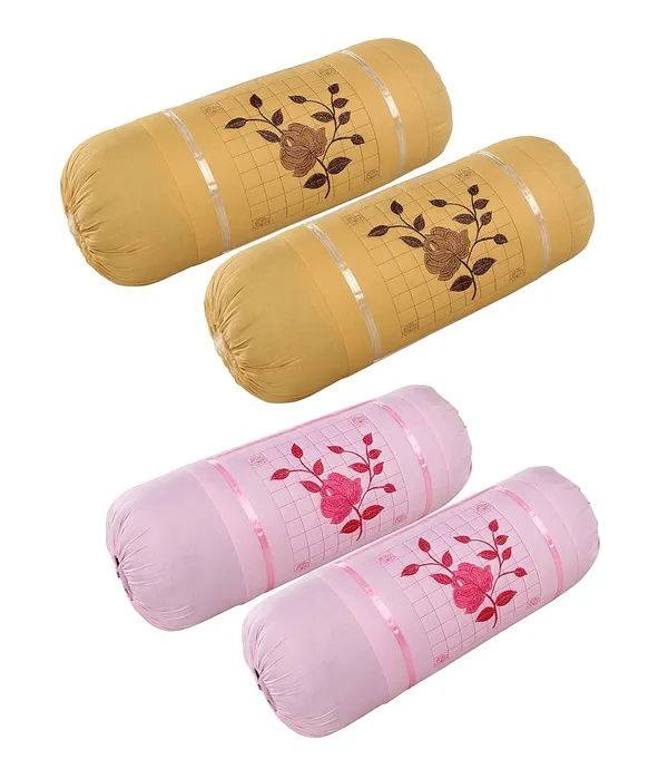 Set_Of_4_Piece_Multicolor_Embroided_Cotton_Bolster_Covers__Gajri_And_Colour