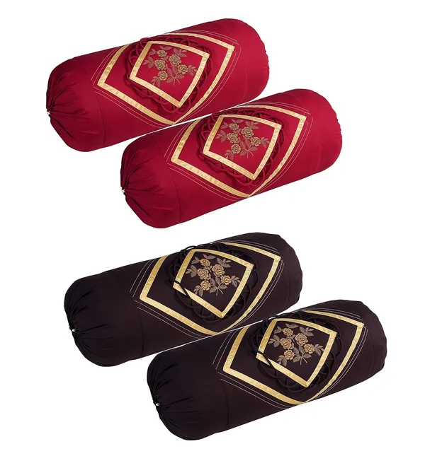 Set_Of_4_Piece_Maroon,_Coffee_Embroided_Cotton_Bolster_Covers