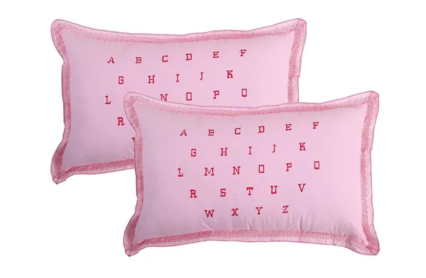 Set_Of_4__Pink_Abcd_Alphabetic_Embroidered_Cotton_Pillow_Cover_(_70*45_cm_)