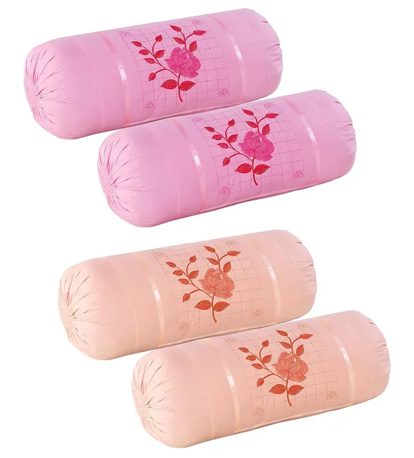Set_Of_4_Piece_Pink_&_Peach_Embroided_Cotton_Bolster_Covers