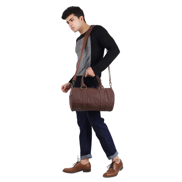 Brown_Premium_Quality__Crush_Men'S_Synthetic_Duffle_Bag_For_Women